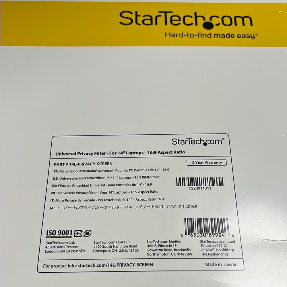 StarTech.com Universal Privacy Filter for 14" Laptops